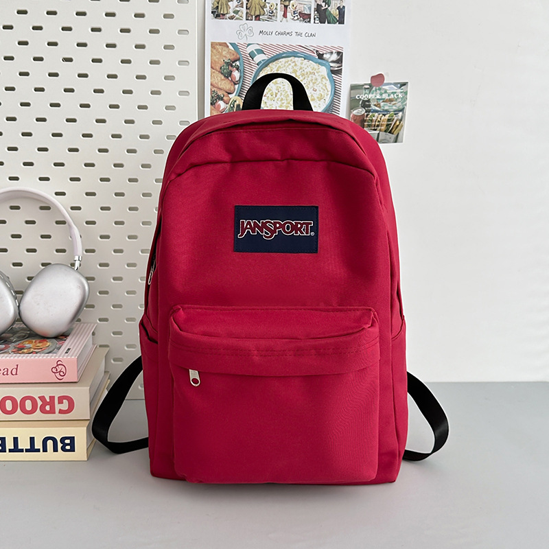 Cross-Border Backpacks for Junior High School Students and College Students, Solid Color, Simple, Li image 1