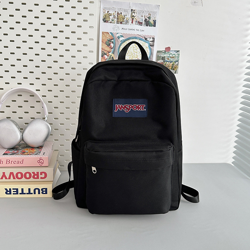 Cross-Border Backpacks for Junior High School Students and College Students, Solid Color, Simple, Li